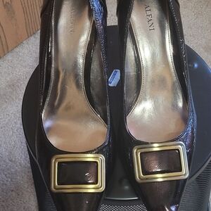 Alfani Dark Brown Women's Shoes with Gold Buckle
